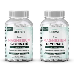 Pure Magnesium Glycinate (2 Bottles - 180 Capsules)